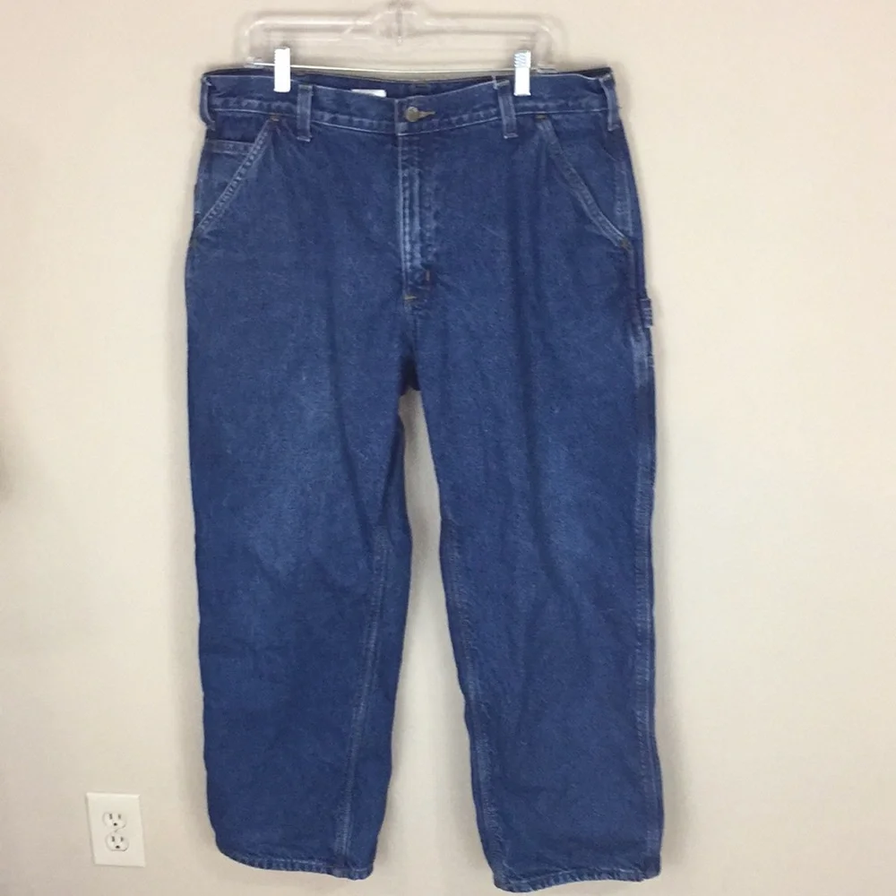 Carhartt Dungaree Fit Loose Original Fit Flannel Lined Carpenter Jeans 38x30